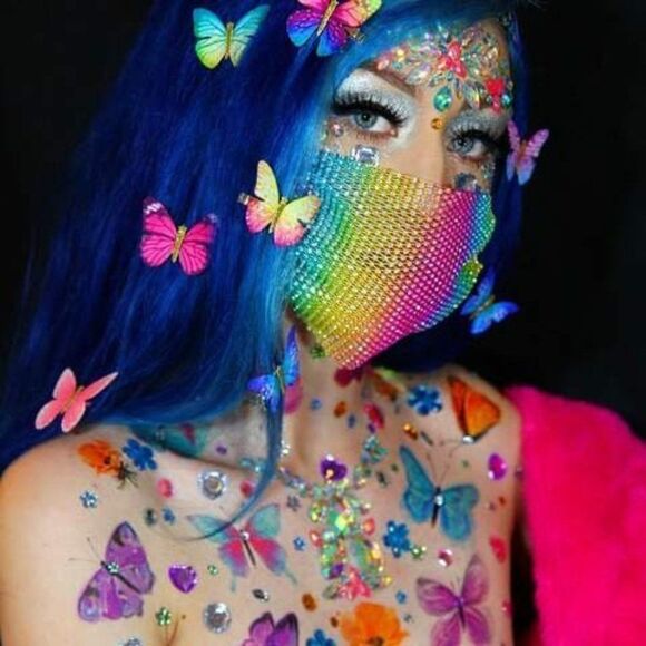 LRAVE Festival Multi Color Crystal Tiara Face Jewel - Picture 1 of 2